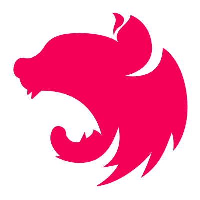 Stylized pink panther head roaring with an open mouth, facing right.